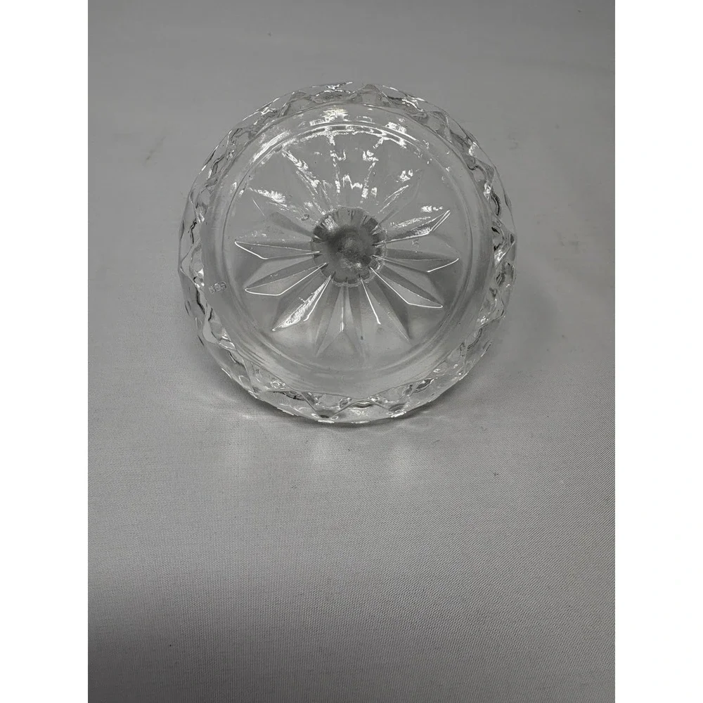 Vintage Lead Crystal Clear Glass Ring Holder Jewelry Trinket Vanity Dish (JL)